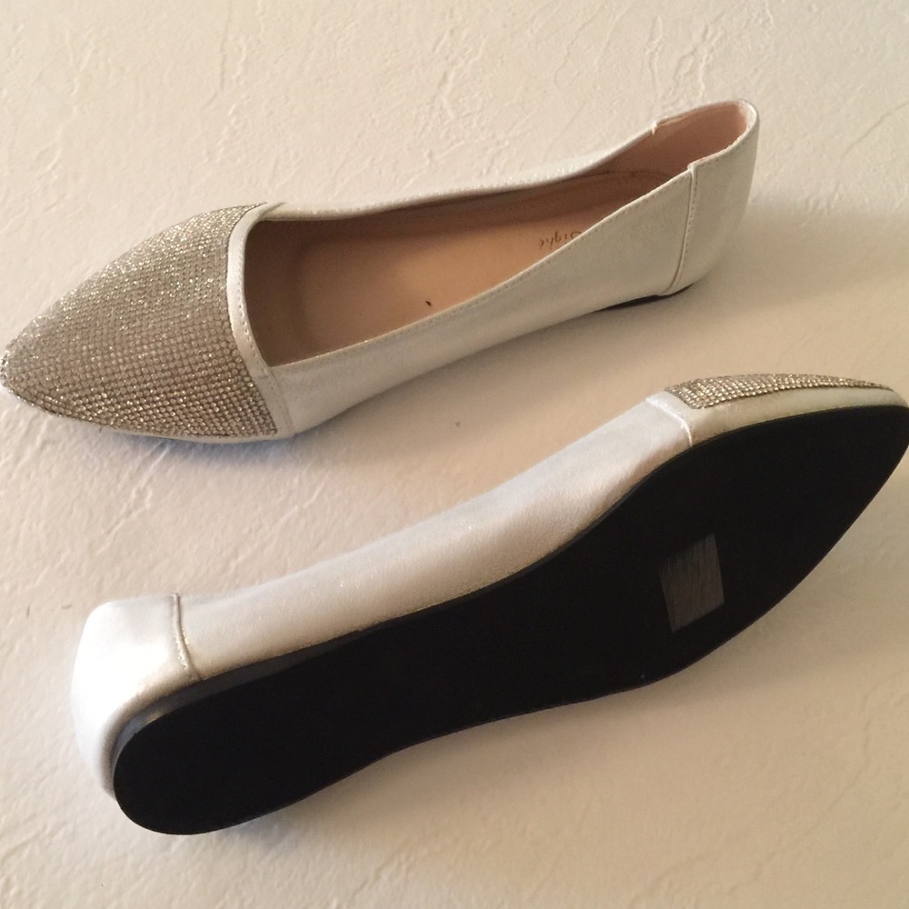 First Sight NEW champagne rhinestone flats
